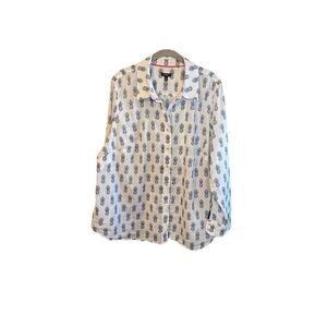 Talbots women’s plus size pineapple, print, longsleeve shirt, size 1X ￼